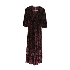 Calvin Klein Dress Red Floral Burnout Velvet For Fabric Upcycle Crafters